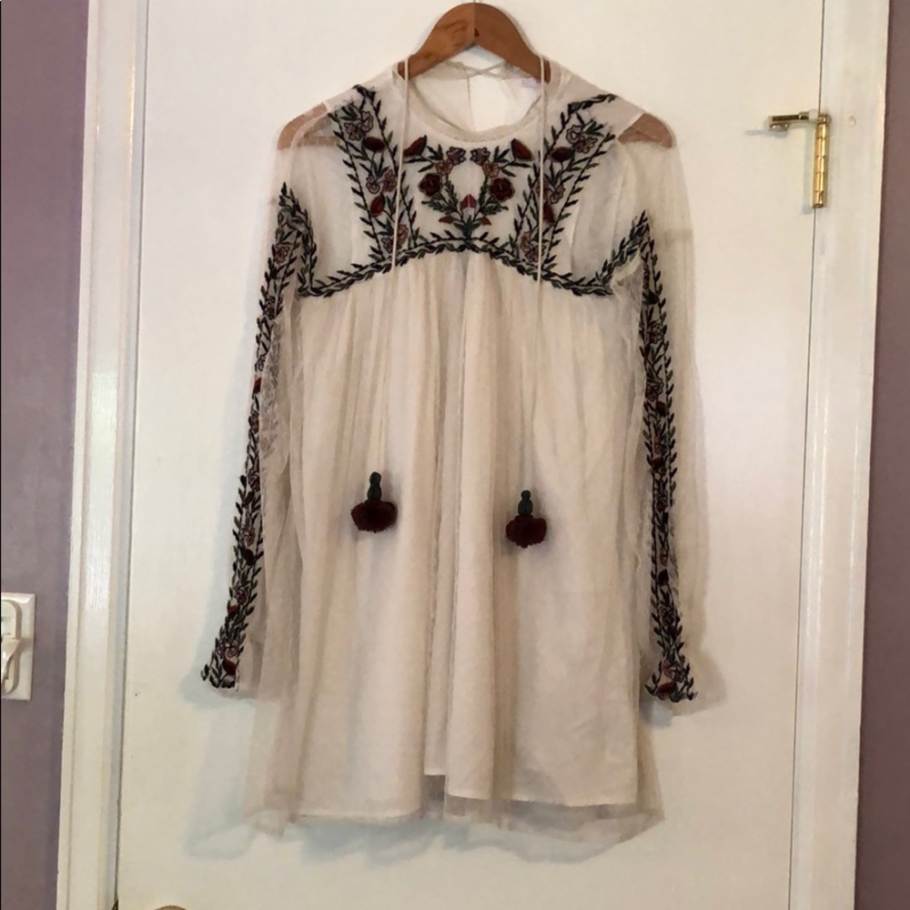 Lace boho embroidered tunic